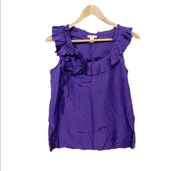 J.Crew 100% Silk Posy Tank Blouse Top – Size 2 – Purple Rain But Make It Preppy - Picture 1 of 10